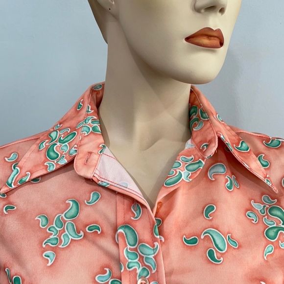 Vintage 70s Polyester Button Down Shirt - Picture 10 of 15